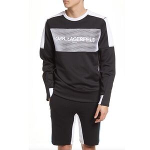 Karl Lagerfeld Paris Mesh & Neoprene Colorblock Crewneck
